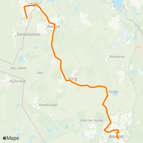 Qbuzz Assen - Leek map