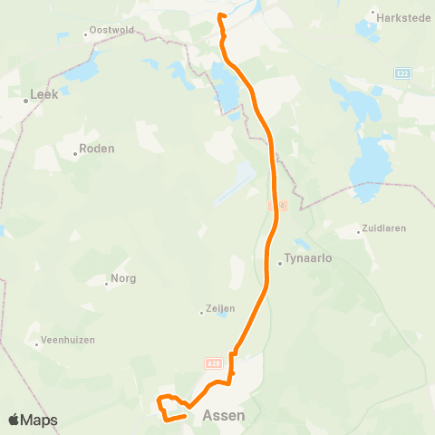 Qbuzz Assen - Groningen map