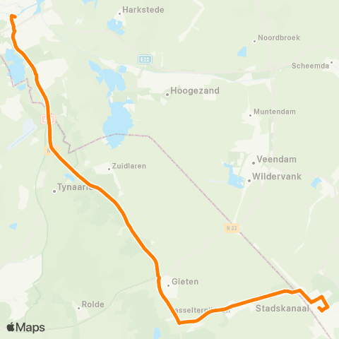 Qbuzz Stadskanaal - Gieten - Groningen map