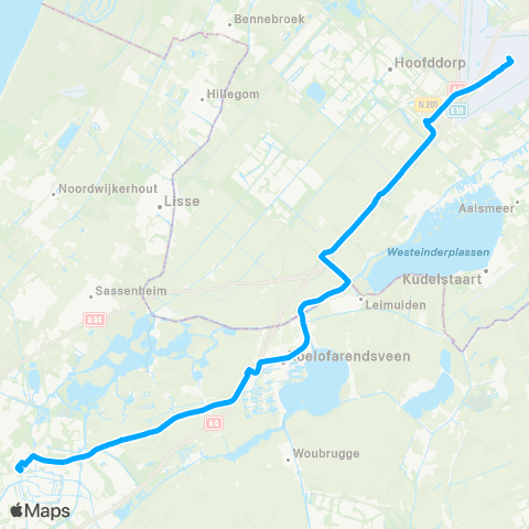 Qbuzz Leiden - Schiphol map