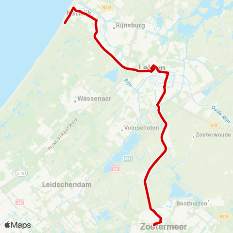 Qbuzz Katwijk-Centrum - Zoetermeer map