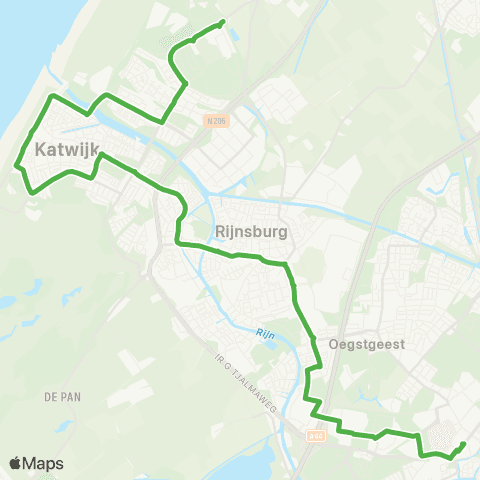 Qbuzz Katwijk - Rijnsburg - Leiden map