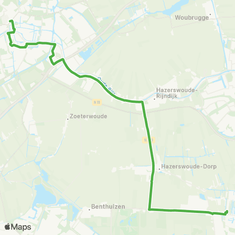 Qbuzz Boskoop - Leiden map
