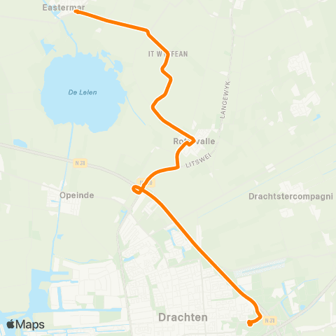 Qbuzz Eastermar - Drachten Transferium Oost map