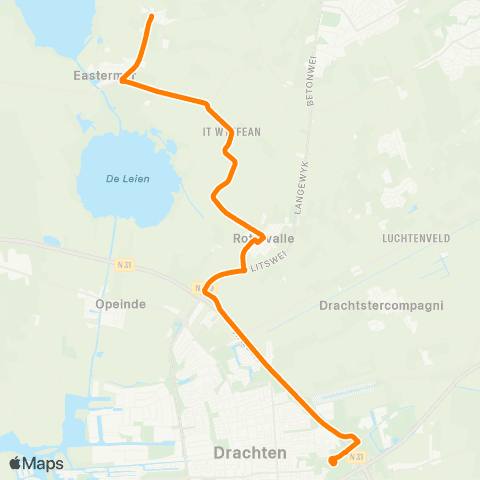 Qbuzz It Heechsân - Drachten Transferium Oost map