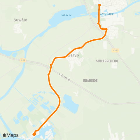 Qbuzz Earnewald - Burgum Gemeentehûs map