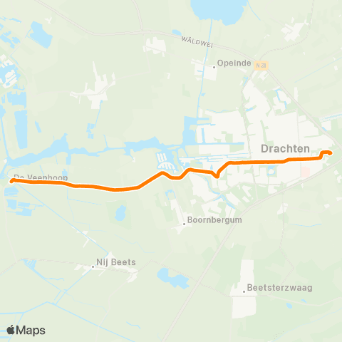 Qbuzz De Veenhoop - Drachten Transferium Oost map