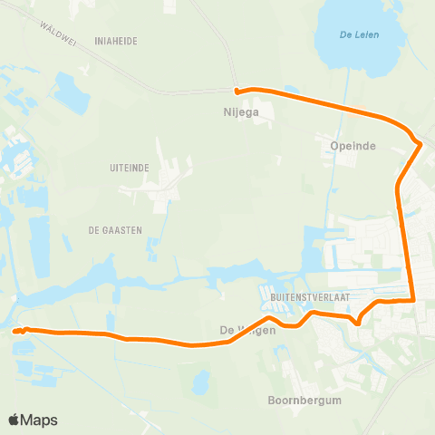 Qbuzz De Veenhoop - Nijega Rijksweg map
