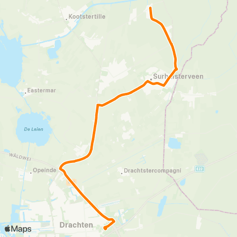 Qbuzz Augustinusga - Drachten Transferium Oost map