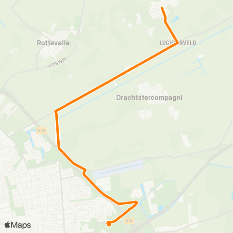 Qbuzz Houtigehage - Drachten Transferium Oost map