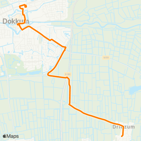 Qbuzz Driezum - Dokkum Busstation map