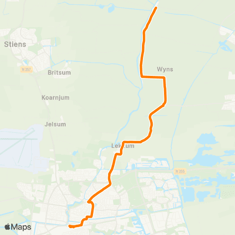 Qbuzz Bartlehiem - Leeuwarden Busstation map
