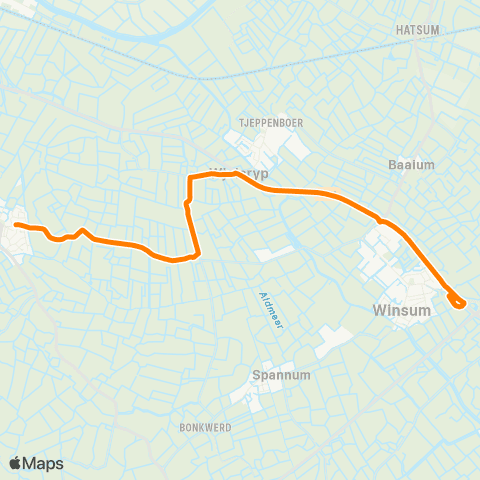 Qbuzz Tzum - Winsum Busstation map