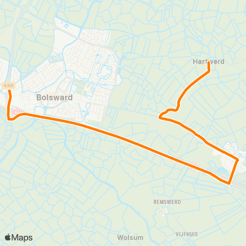 Qbuzz Hartwerd - Bolsward Busstation map