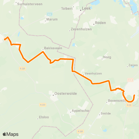 Qbuzz Drachten - Haulerwijk - Assen map