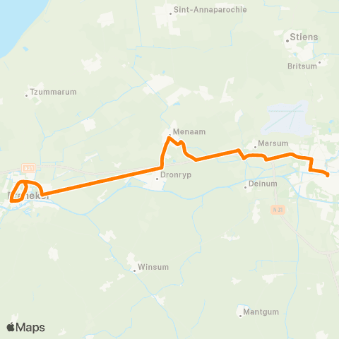Qbuzz Franeker - Leeuwarden map