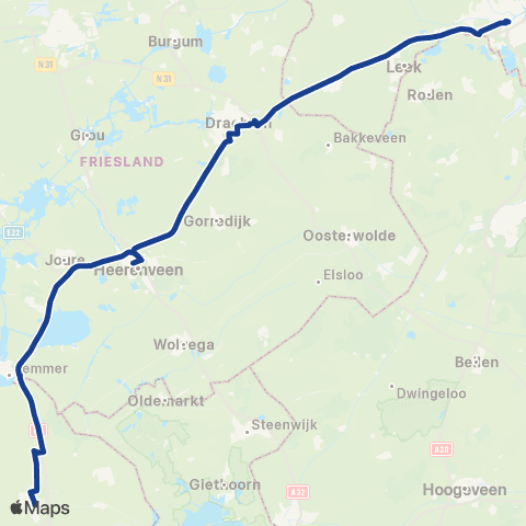 Qbuzz Heerenveen - Drachten - Groningen map