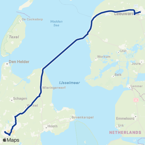 Qbuzz Alkmaar - Afsluitdijk - Leeuwarden map
