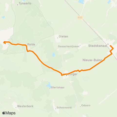 Qbuzz Stadskanaal - Borger - Assen map