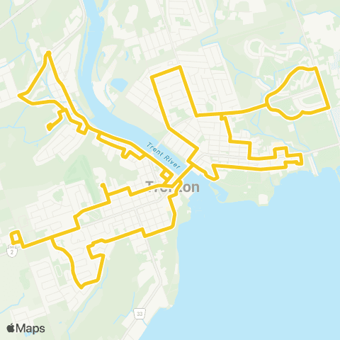 Quinte Transit Route A Loop map