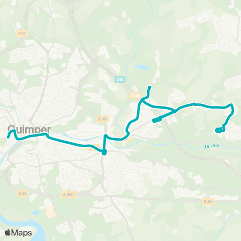 QUB Ergué-Gabéric Bourg - Quimper Ctre-Ville map