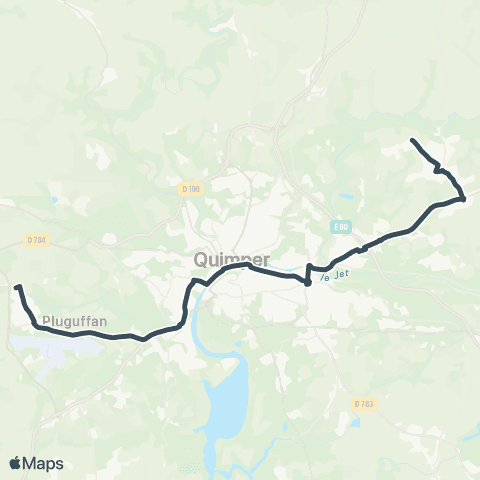 QUB Pluguffan Andrieux - Ergué-Gabéric Lestonan map