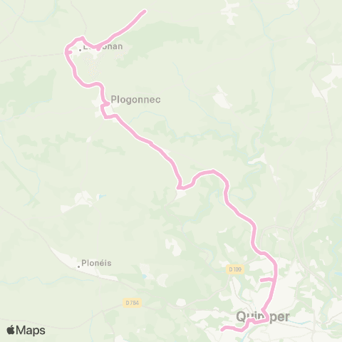 QUB - Lignes scolaires Quéménéven - Locronan - Plogonnec - Rdpt de Kermoysan map