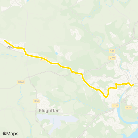 QUB - Lignes scolaires Plonéis Croix Rouge - Quimper Ctre-Ville map