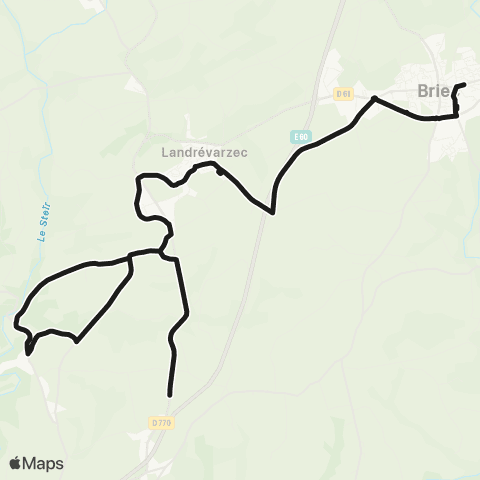 QUB - Lignes scolaires Landrévarzec Pen ar Prat - Briec Collèges map