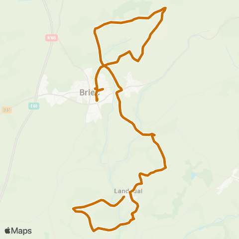 QUB - Lignes scolaires Landudal Kervouzien - Briec Collèges map