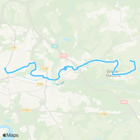 QUB - Lignes scolaires Ergué-Gabéric Pl. An Dans - Quimper Tourbie map