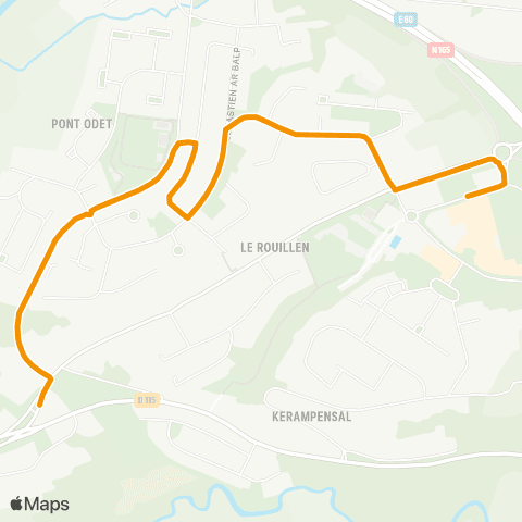 QUB - Lignes scolaires Hent Coz - Zone d'Echanges map