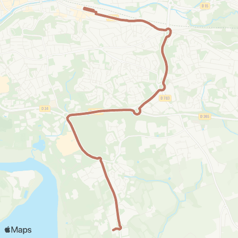 QUB Quimper Moulin des Landes - Quimper Gare rout. map