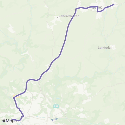 QUB - Lignes scolaires Quimper Piscine Kerlan Vian - Edern Bourg map
