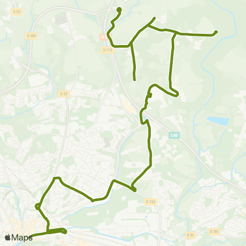 QUB - Lignes scolaires Quimper Stangala - Quimper Rue du Parc map