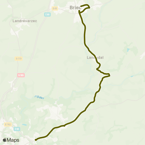 QUB - Lignes scolaires Briec Collèges - Ergué-Gabéric Lezebel map