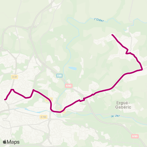 QUB - Lignes scolaires Quimper Tourbie - Ergué-Gabéric Lestonan map
