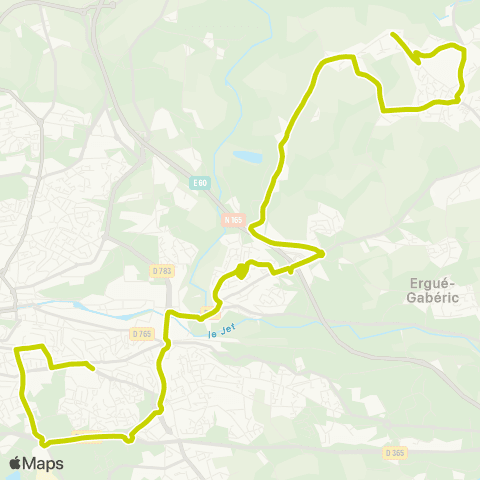 QUB - Lignes scolaires Quimper Tourelle - Ergué-Gabéric Lestonan map