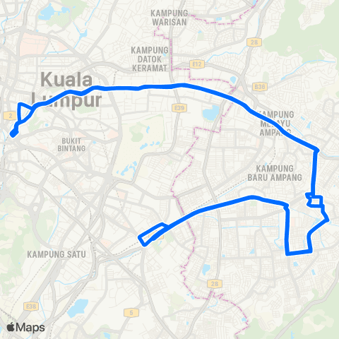 Rapid KL Terminal Maluri ~ Lebuh Ampang map