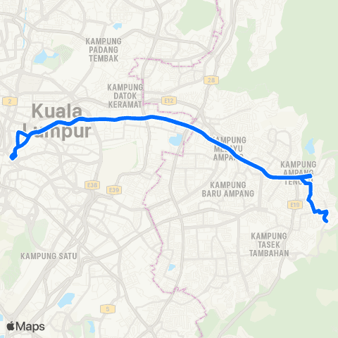 Rapid KL Taman Mulia Jaya ~ Lebuh Ampang map