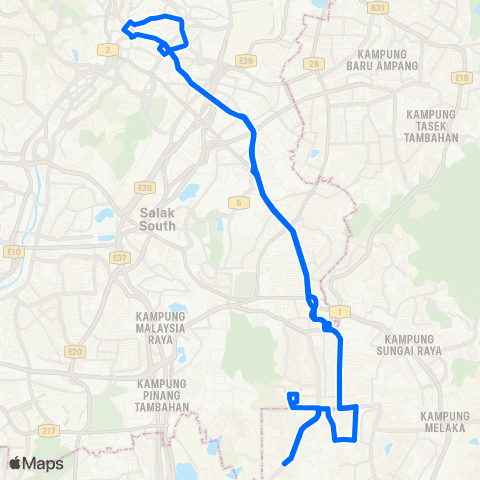 Rapid KL Damai Perdana ~ Hab Lebuh Pudu via Bukit Bintang map