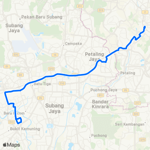 Rapid KL Taman Sri Muda ~ Hab Pasar Seni map