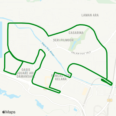 Rapid KL Stesen LRT Lembah Subang ~ Ara Damansara map