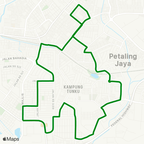 Rapid KL Stesen LRT Taman Bahagia ~ Kampung Tunku via Ss3 map