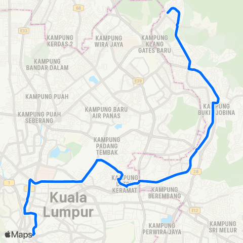 Rapid KL Taman Melawati ~ Lebuh Ampang map
