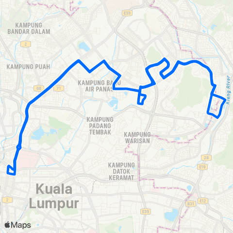 Rapid KL Au3 Jentayu ~ Chow Kit map