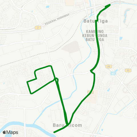 Rapid KL Stesen Ktm Batu 3 ~ Seksyen 20 via Hicom map