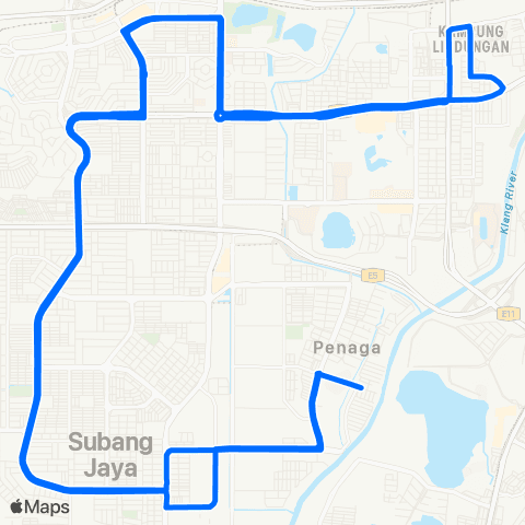 Rapid KL Subang Mewah USJ 1 ~ Desa Mentari via Persiaran Tujuan map
