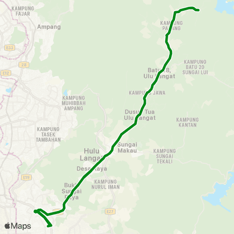 Rapid KL Cheras Batu 10 ~ Pangsun map