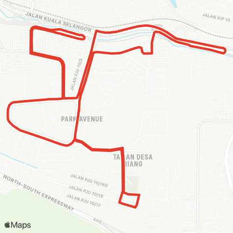 Rapid KL MTR Feeder T103 map